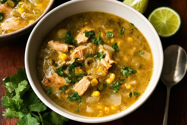 Delicious Green Chile Chicken Stew in a Bowl