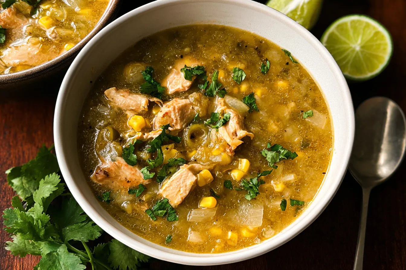 Delicious Green Chile Chicken Stew in a Bowl