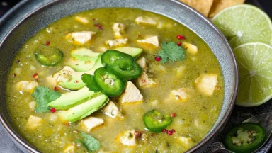 Green Chili Chicken Soup in a Bowl
