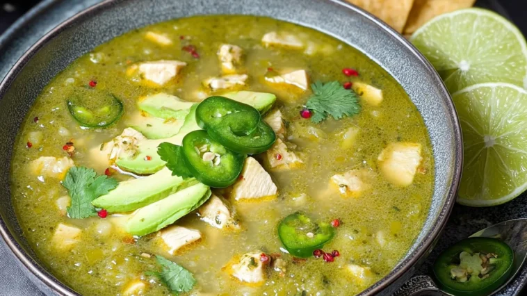 Green Chili Chicken Soup in a Bowl