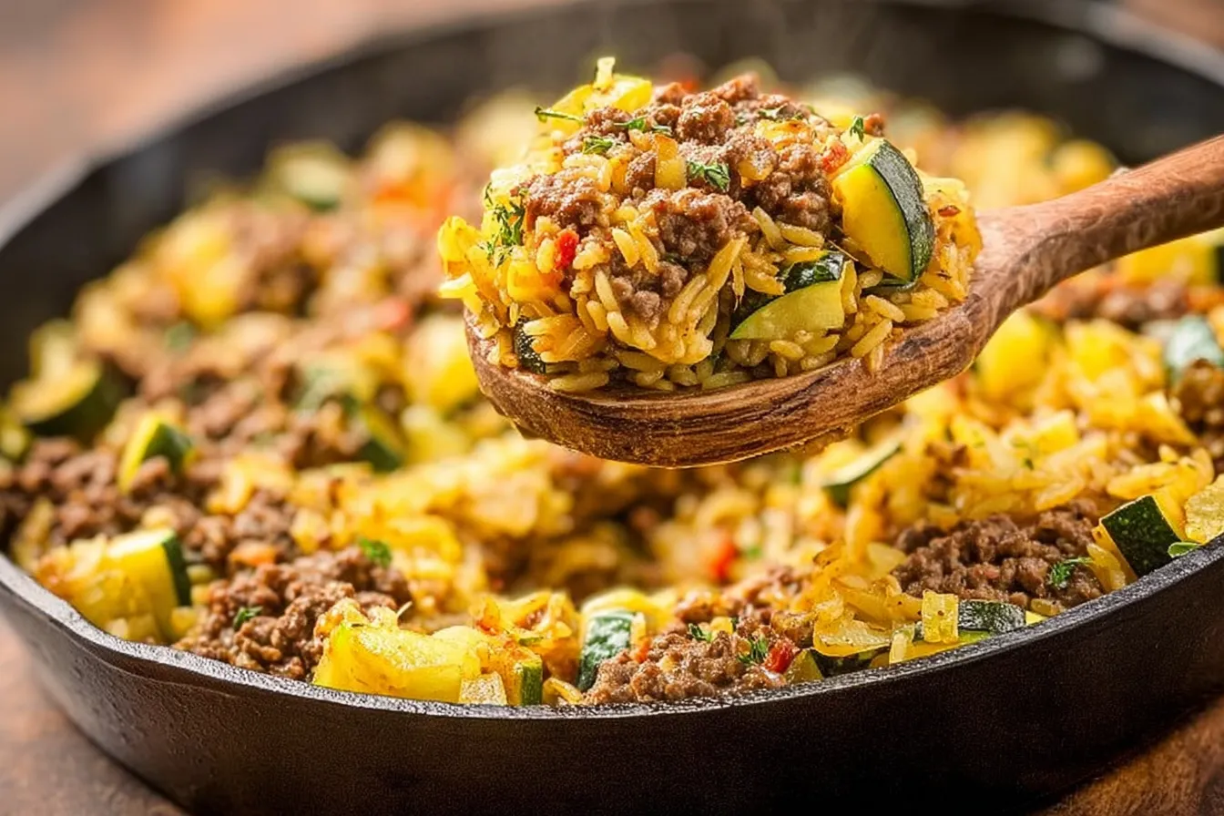 Delicious Hamburger and Zucchini Skillet Ready to Serve