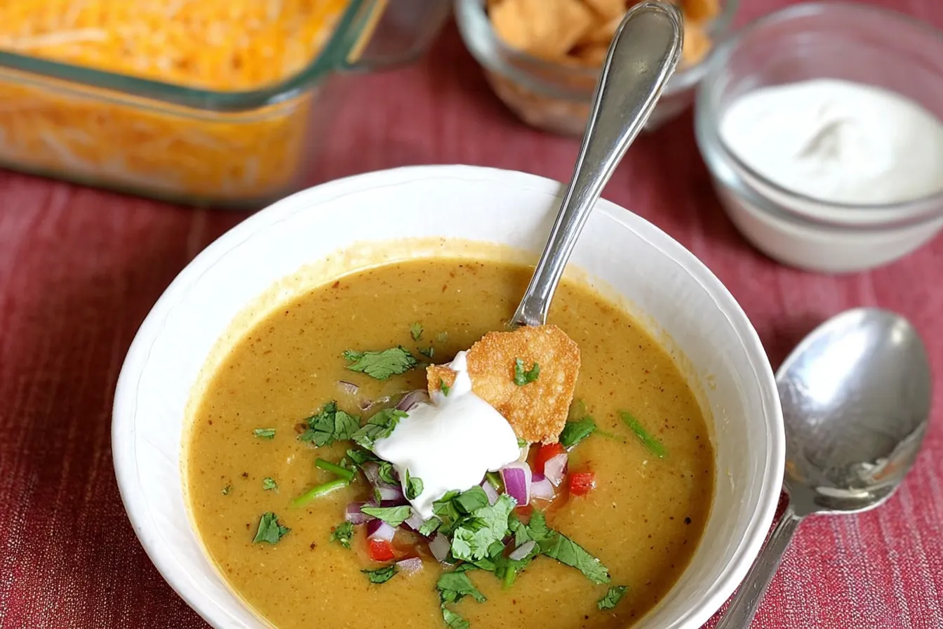 Hatch Green Chile and Cheese Soup in a Bowl