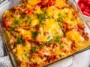 Healthy Chicken Fajita Casserole in a Serving Dish
