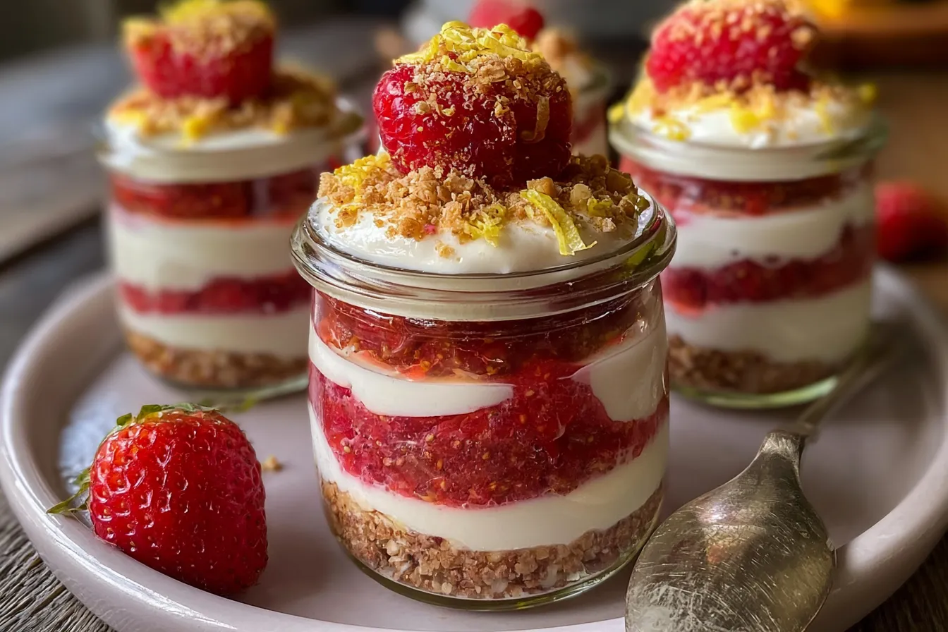 Healthy No-Bake Strawberry Lemon Cheesecake Jars Delight 4 Healthy No-Bake Strawberry Lemon Cheesecake Jars