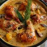 Herb Roasted Chicken in Creamy White Wine Sauce - Delicious Dinner