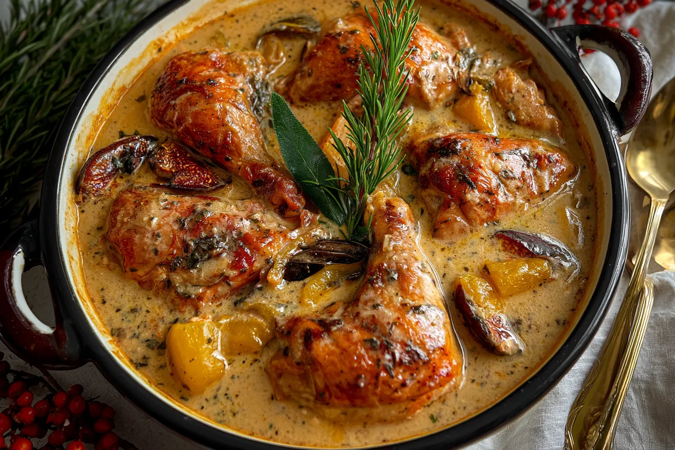 Herb Roasted Chicken in Creamy White Wine Sauce – Pure Delight 3 Herb Roasted Chicken in Creamy White Wine Sauce - Delicious Dinner