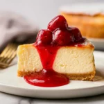 Homemade Air Fryer Cheesecake Slices on a Plate