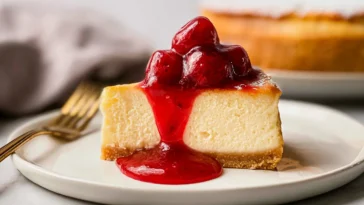Homemade Air Fryer Cheesecake Slices on a Plate