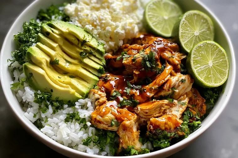 Honey Lime Chicken & Avocado Rice Bowl - Deliciously Healthy