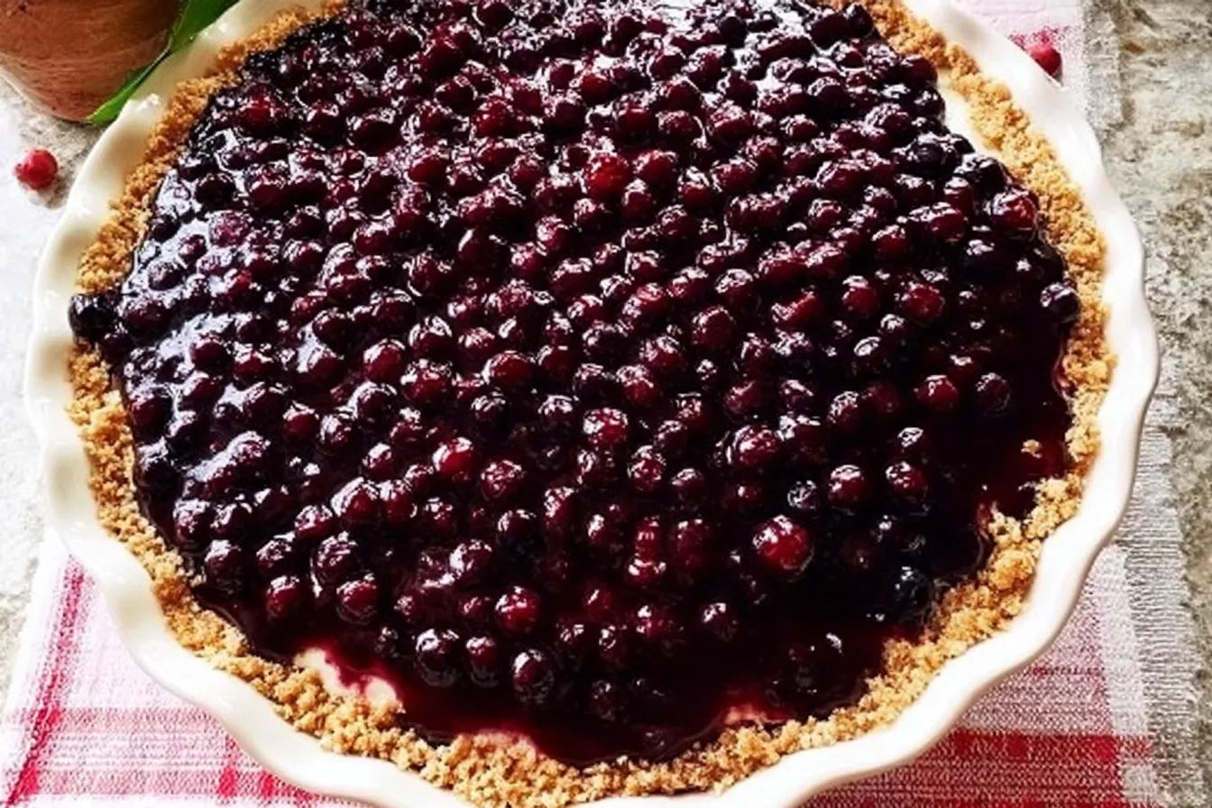 Irresistible Huckleberry Cheesecake Pie Ready to Serve