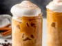 Iced Pumpkin Spice Latte with Whipped Cream and Cinnamon