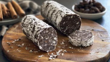 Irresistible Italian Chocolate Salami on a Platter