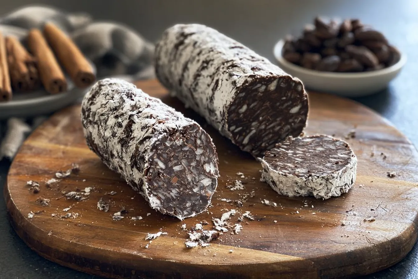 Irresistible Italian Chocolate Salami on a Platter