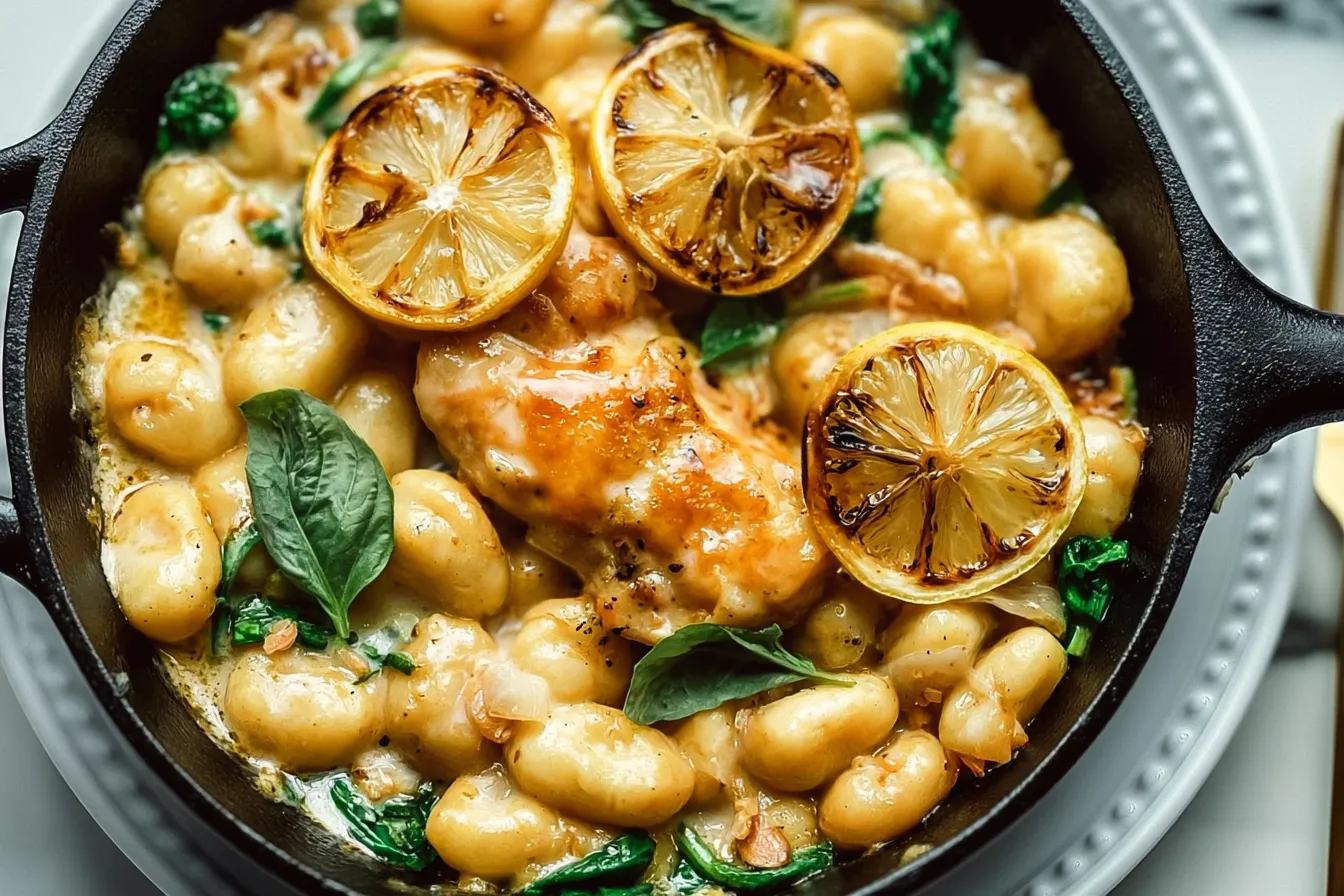 Delicious Lemon Chicken Gnocchi Served in a Bowl