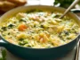 Lemon Chicken Orzo Soup Served in a Bowl