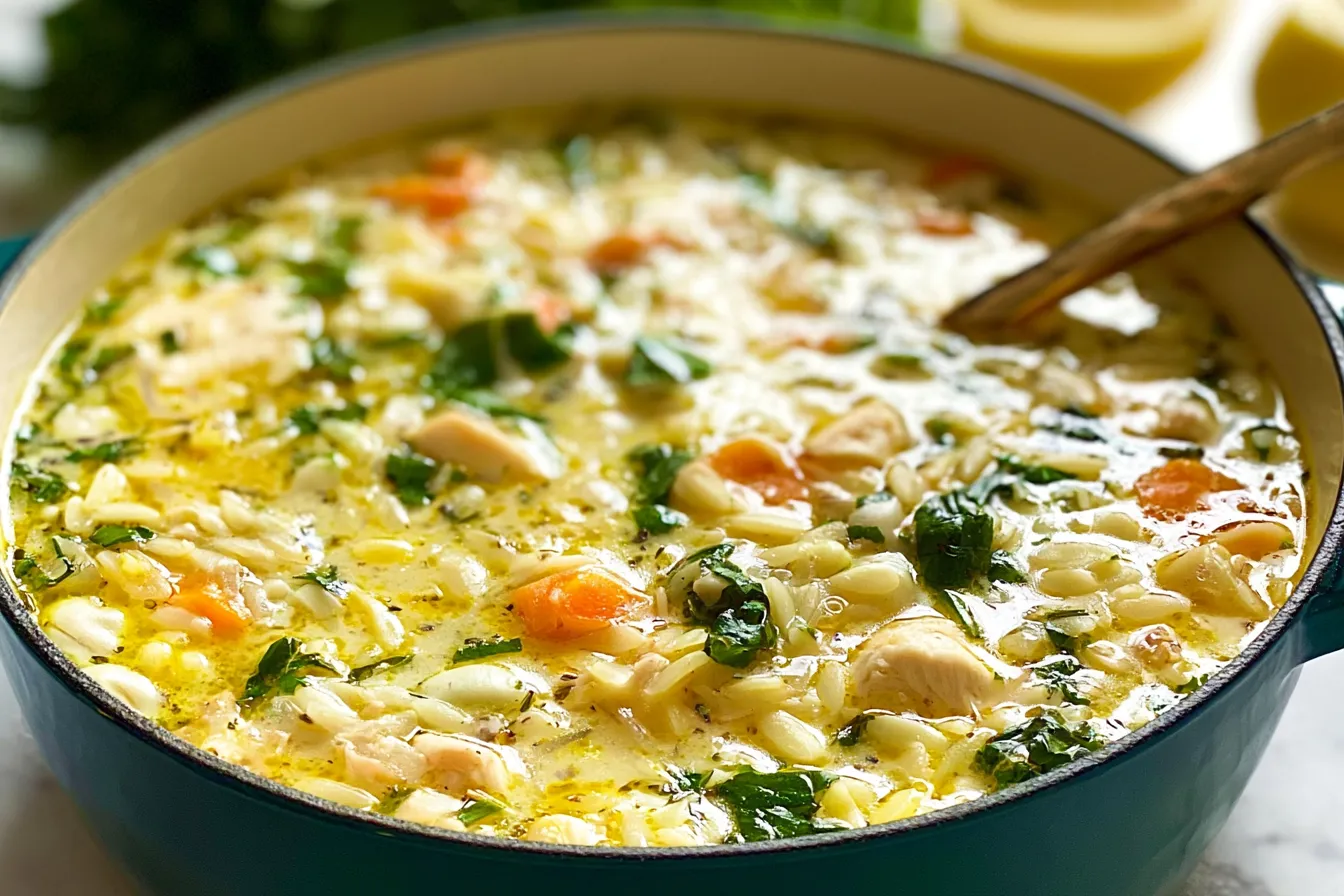 Lemon Chicken Orzo Soup 