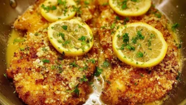 Lemon Chicken with Garlic Butter Sauce on Dinner Plate