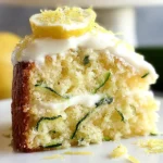 Lemon Zucchini Cake Slices on a Plate
