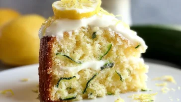 Lemon Zucchini Cake Slices on a Plate