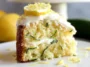 Lemon Zucchini Cake Slices on a Plate