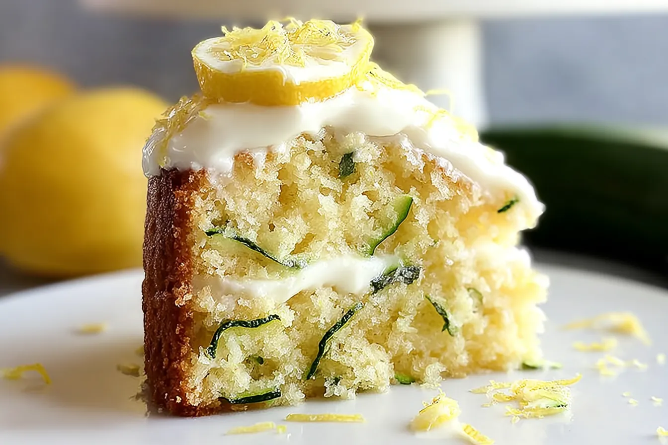 Lemon Zucchini Cake: A Delightful Summer Treat! 3 Lemon Zucchini Cake Slices on a Plate