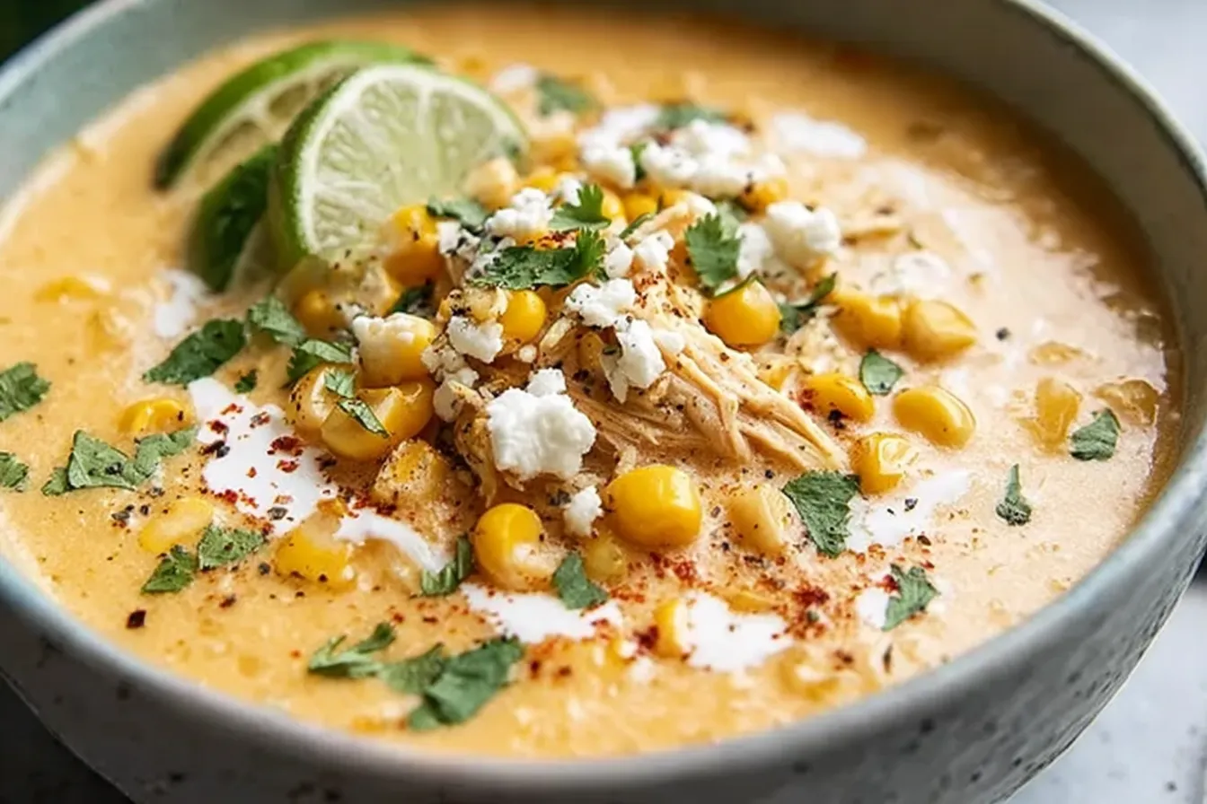 Mexican Street Corn Soup in a Bowl