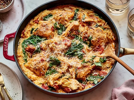 One-Pan “Marry Me” Chicken Orzo Ready to Serve