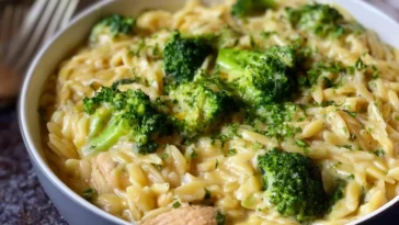 Delicious One Pot Broccoli Cheese Orzo Recipe