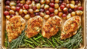 Delicious Parmesan Crusted Chicken Sheet Pan Dinner