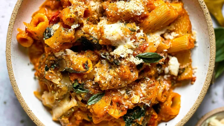 Pasta Bake with Pumpkin Tomato Sauce Fresh From the Oven