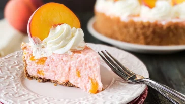 Peach Chiffon Pie on a Colorful Plate