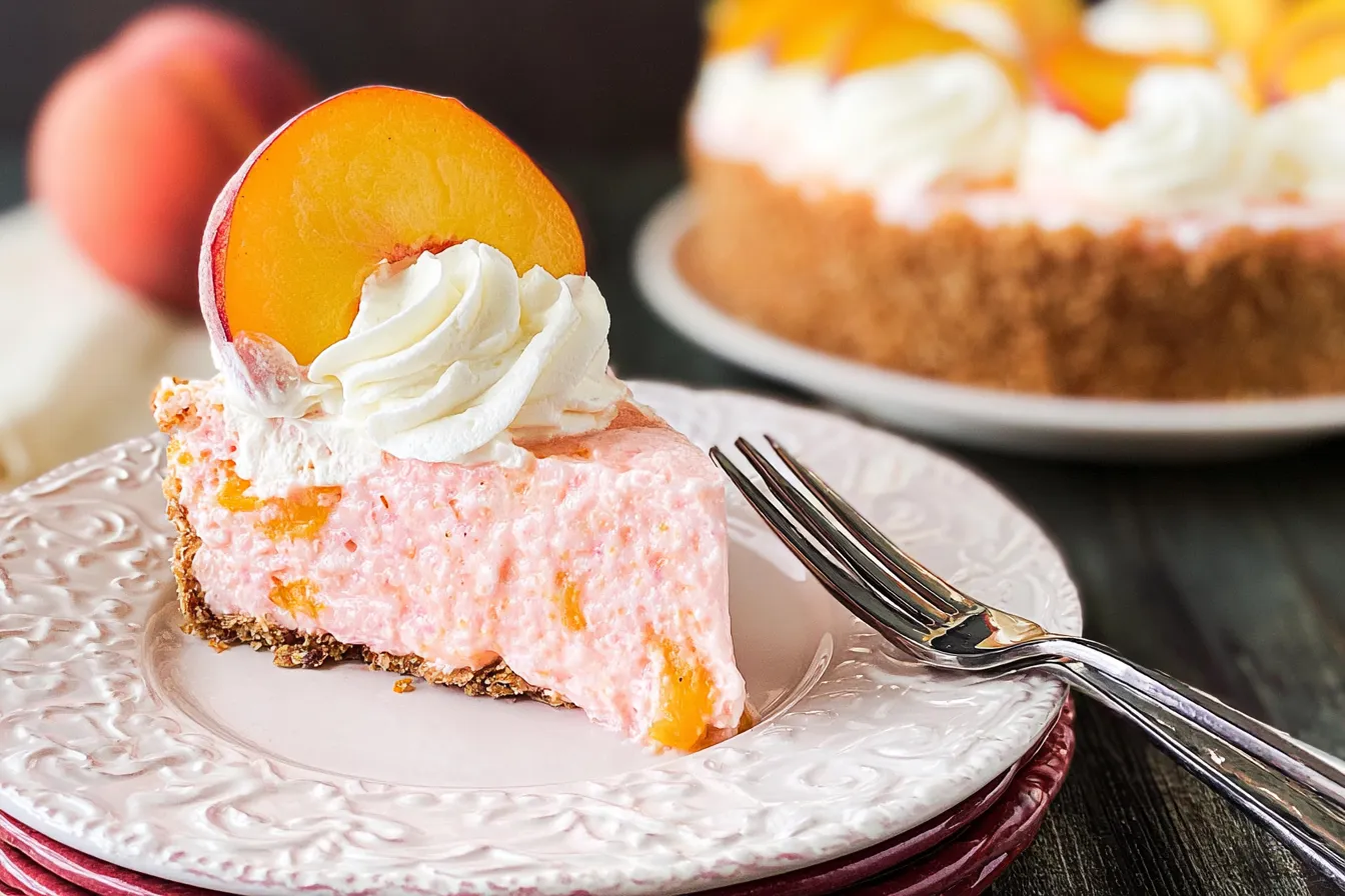Peach Chiffon Pie on a Colorful Plate