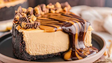 Decadent Peanut Butter Cheesecake Slice