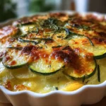 Delicious Potato-Zucchini Gratin on a Serving Dish