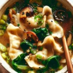 Delicious Potsticker Soup in a Bowl