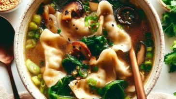 Delicious Potsticker Soup in a Bowl