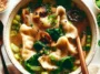 Delicious Potsticker Soup in a Bowl