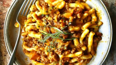 Delicious Pumpkin Beef Bolognese Served in a Bowl