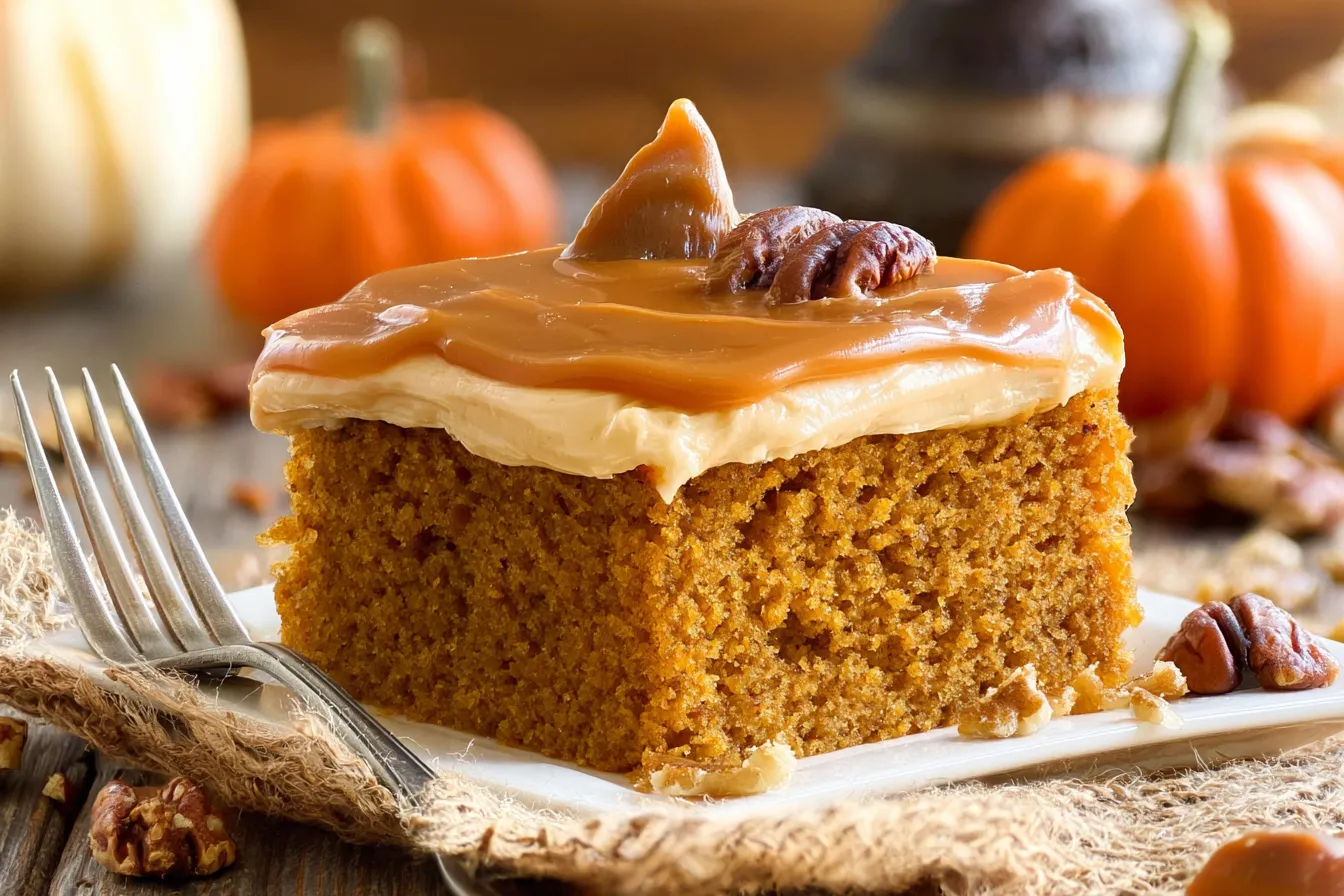 Pumpkin Cake with Caramel Cream Cheese Frosting