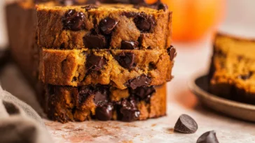 Pumpkin Chip Banana Bread Freshly Baked Slice