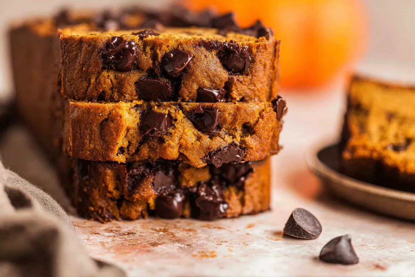 Pumpkin Chip Banana Bread Freshly Baked Slice