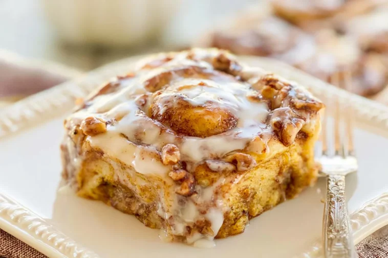 Pumpkin Cinnamon Roll Bake Fresh Out of the Oven