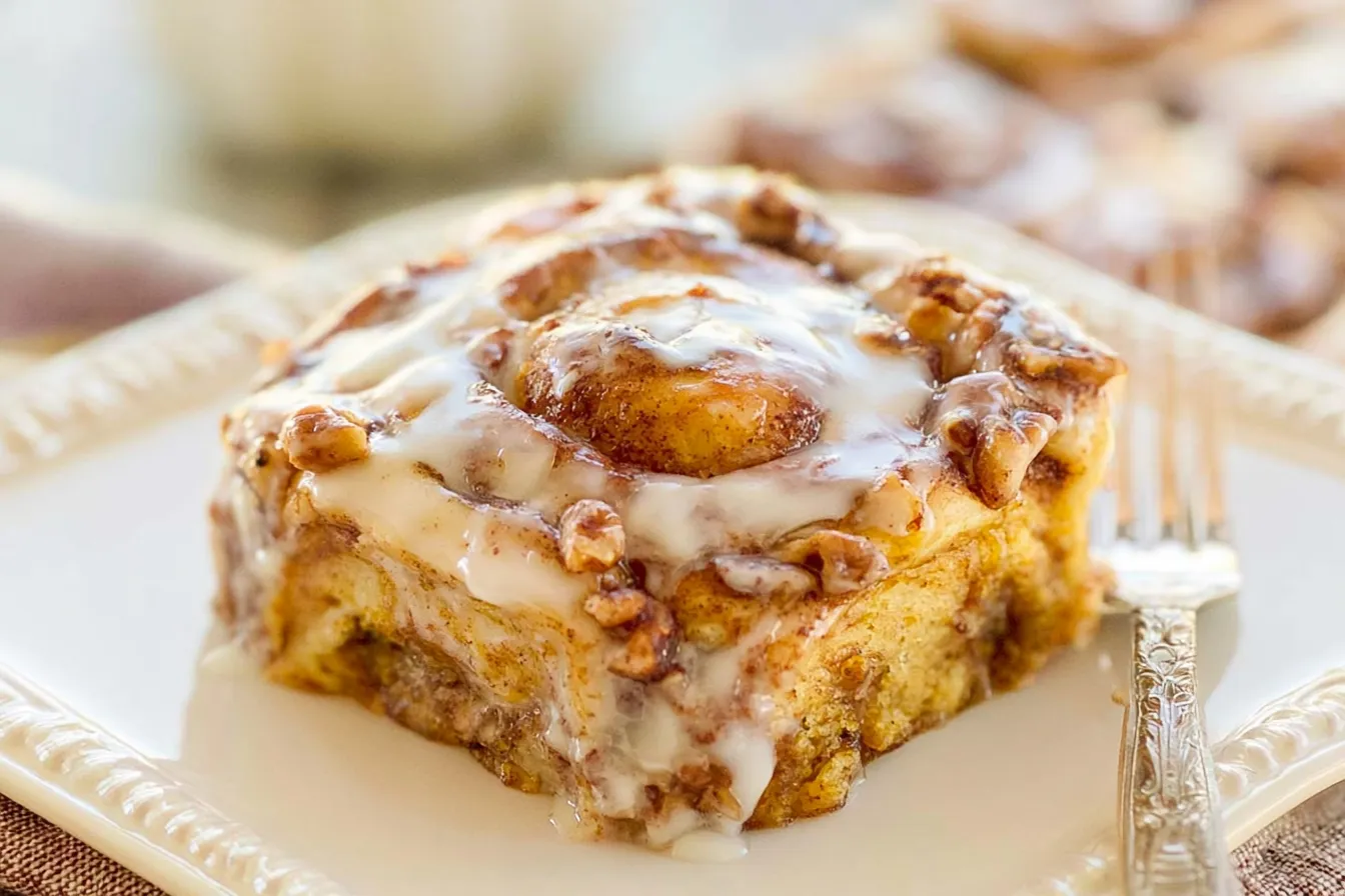 Pumpkin Cinnamon Roll Bake Fresh Out of the Oven