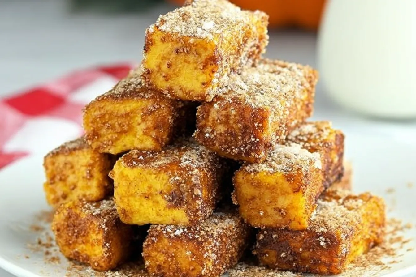 Pumpkin French Toast Sticks with Maple Syrup