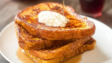 Delicious Pumpkin French Toast Served with Maple Syrup