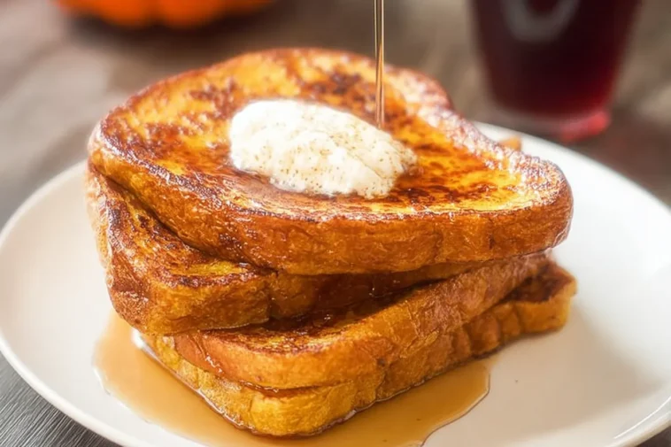Pumpkin French Toast: A Delightful Fall Breakfast Recipe 3 Delicious Pumpkin French Toast Served with Maple Syrup