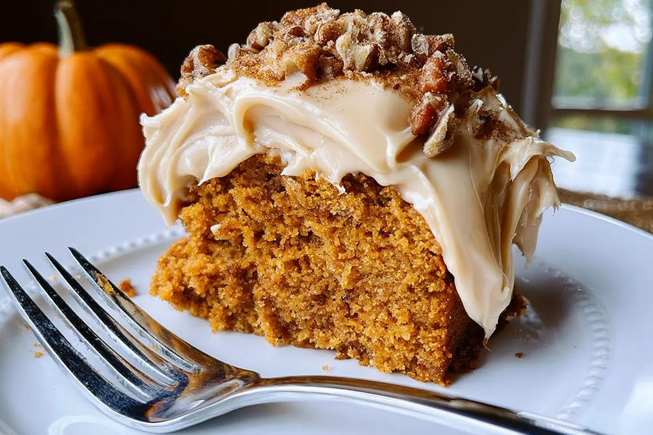 Pumpkin Pecan Cake With Cinnamon Icing 