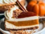 Pumpkin Pie Cheesecake Slice on a Plate