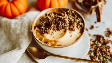 Pumpkin Pie Yogurt Bowl with Whipped Cream and Cinnamon