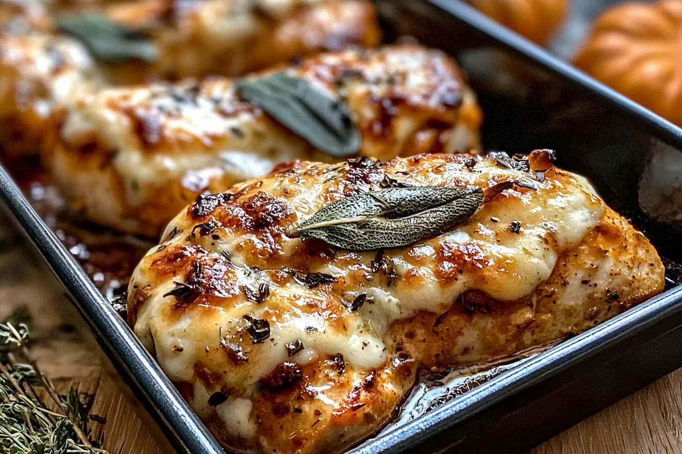 Pumpkin Sage Chicken Bake: A Cozy Fall Delight 3 Pumpkin Sage Chicken Bake Plated with Fresh Herbs